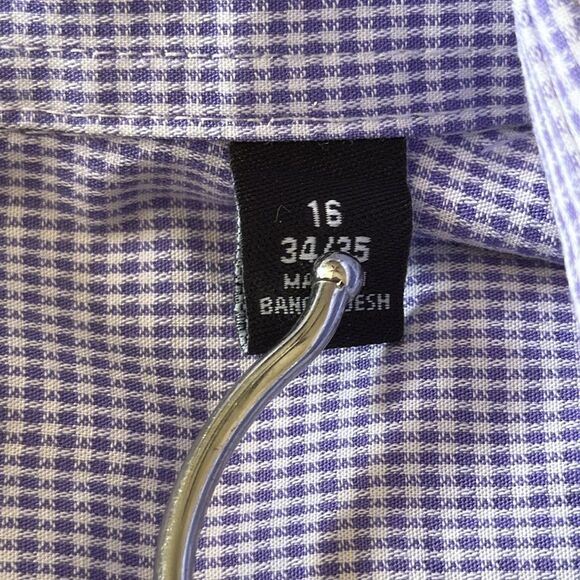 Sean‎ John Men's Tailored Fit Checkered Dress Shirt 16 Blue - Picture 5 of 9